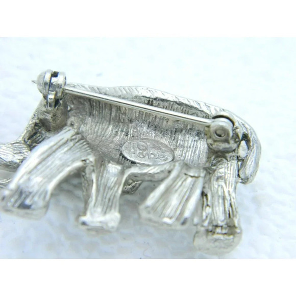 VTG HOBE Silver Tone Clear Rhinestone Eye Elephant Pin Brooch - Picture 3 of 3